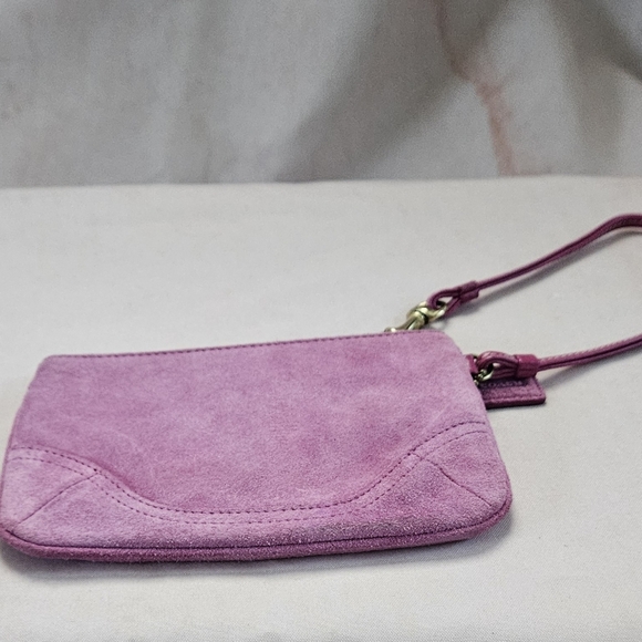 Coach Small Pink Suede Wristlet - Picture 5 of 6